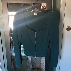 Teal Double Zipper Sweater
